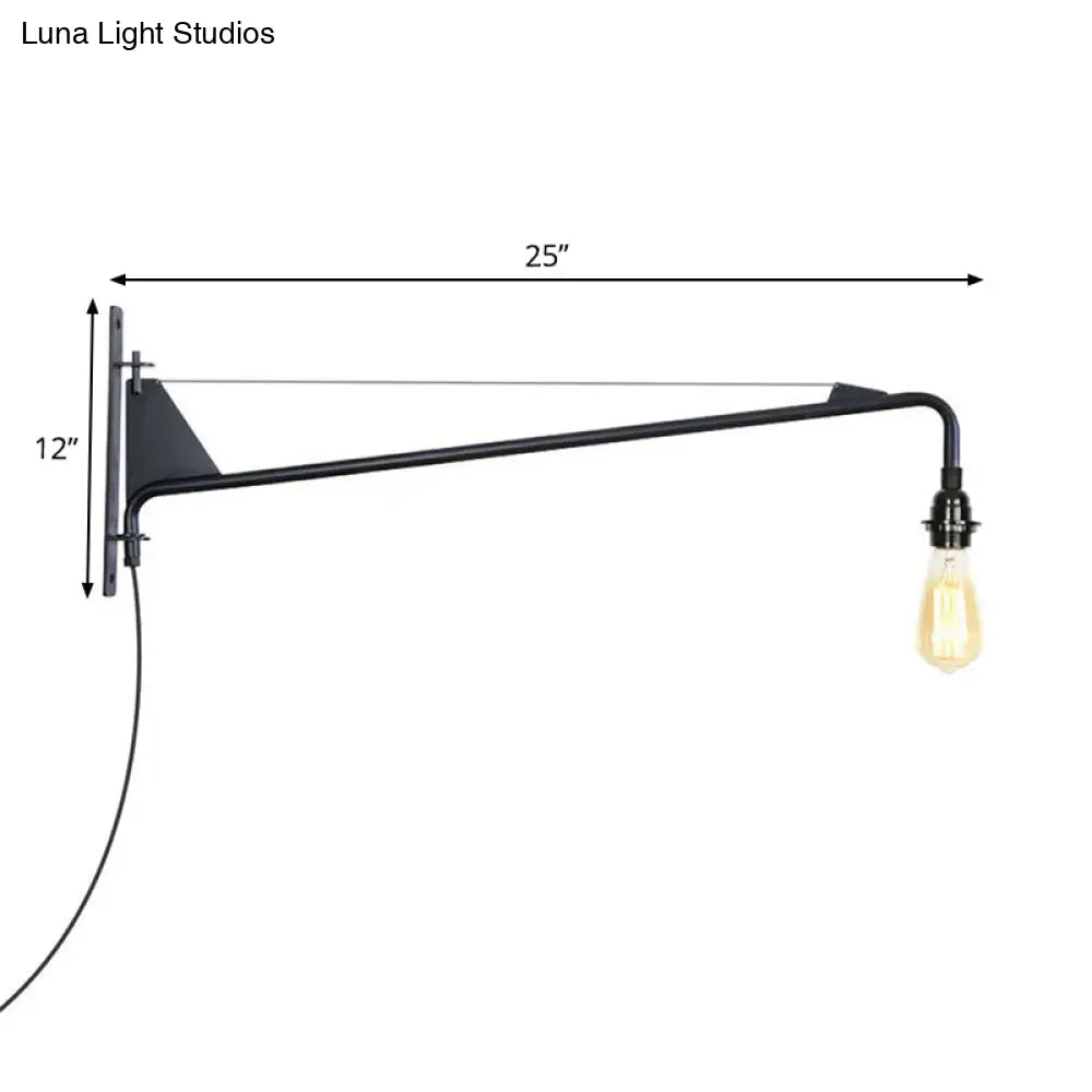 Industriële Wandlamp met Zwenkarm Metaal Zwart 1-2 Lichtpunten E26/E27 Verstelbaar Vintage Design Woonkamer | Sansoti