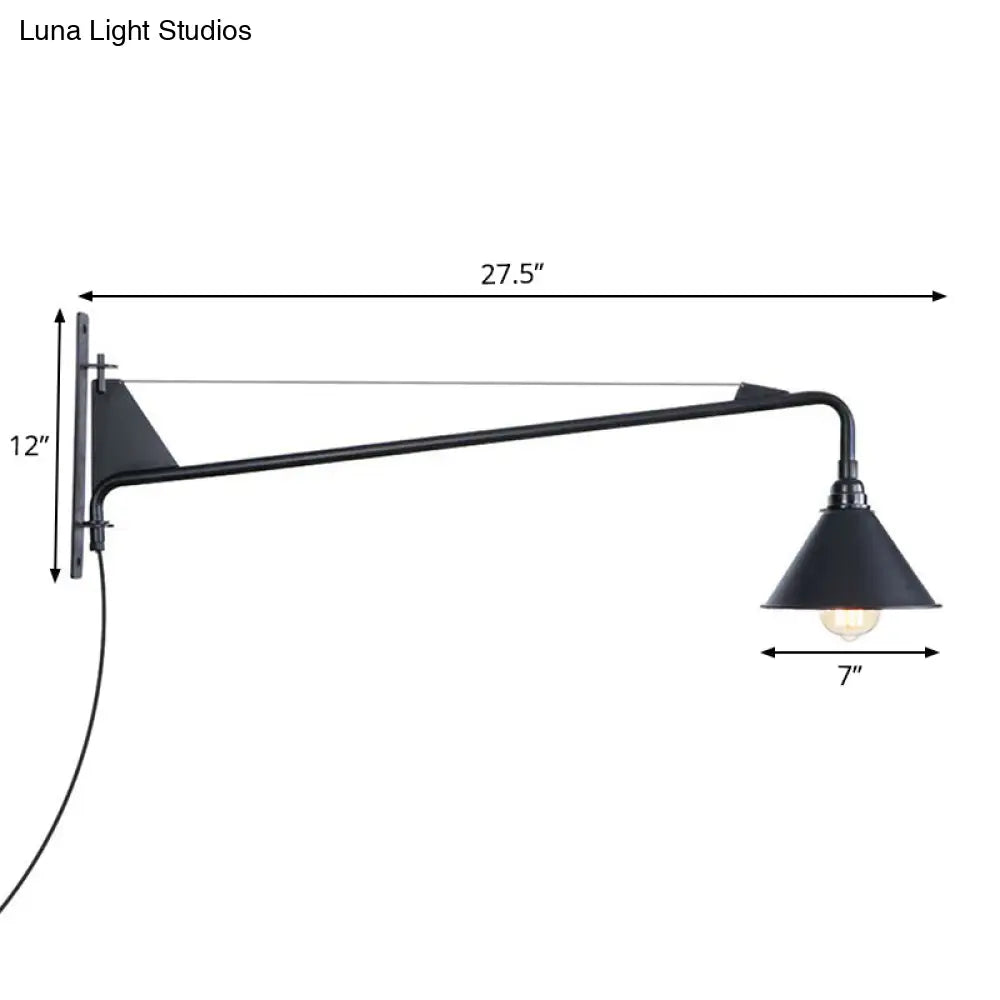 Industriële Wandlamp met Zwenkarm Metaal Zwart 1-2 Lichtpunten E26/E27 Verstelbaar Vintage Design Woonkamer | Sansoti