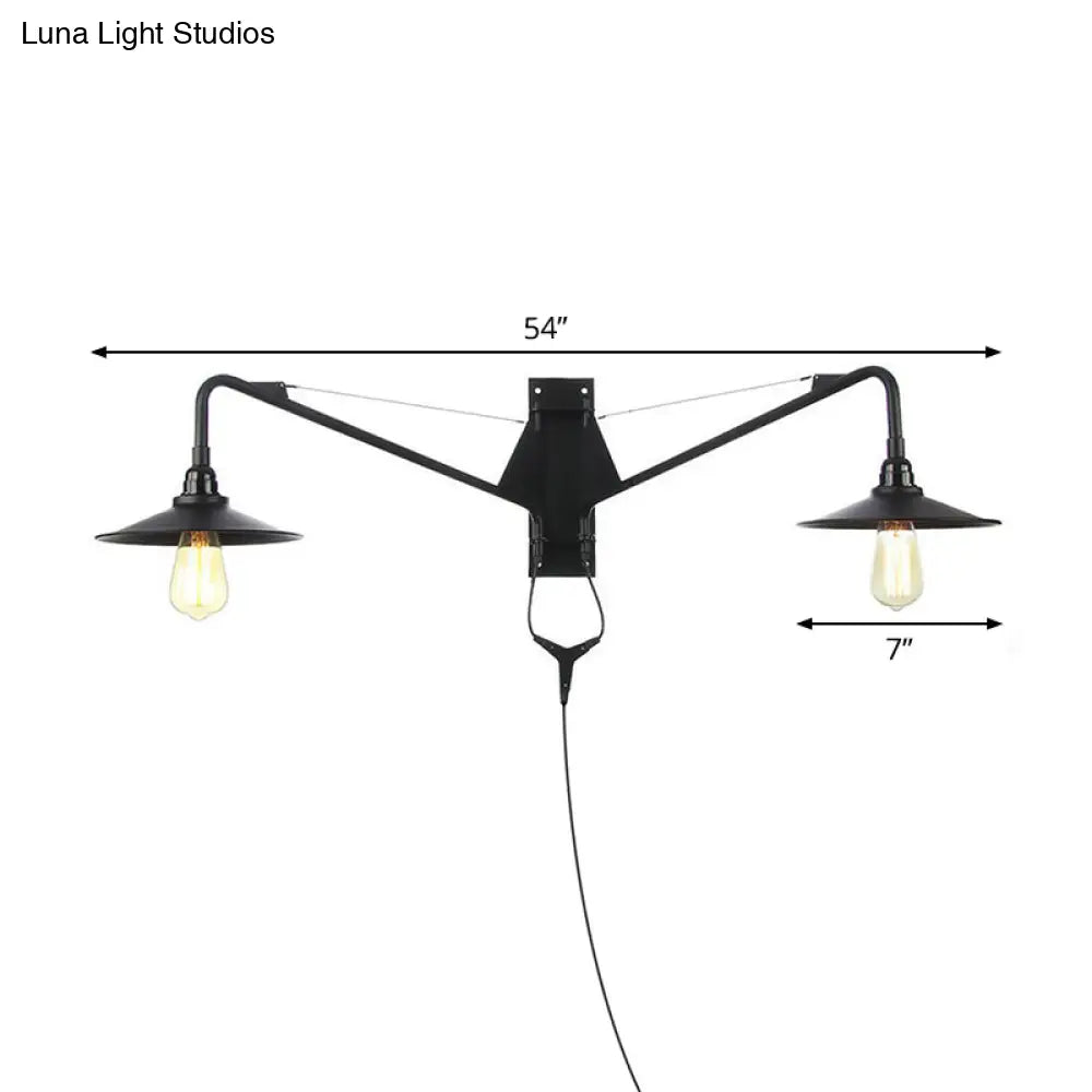 Industriële Wandlamp met Zwenkarm Metaal Zwart 1-2 Lichtpunten E26/E27 Verstelbaar Vintage Design Woonkamer | Sansoti