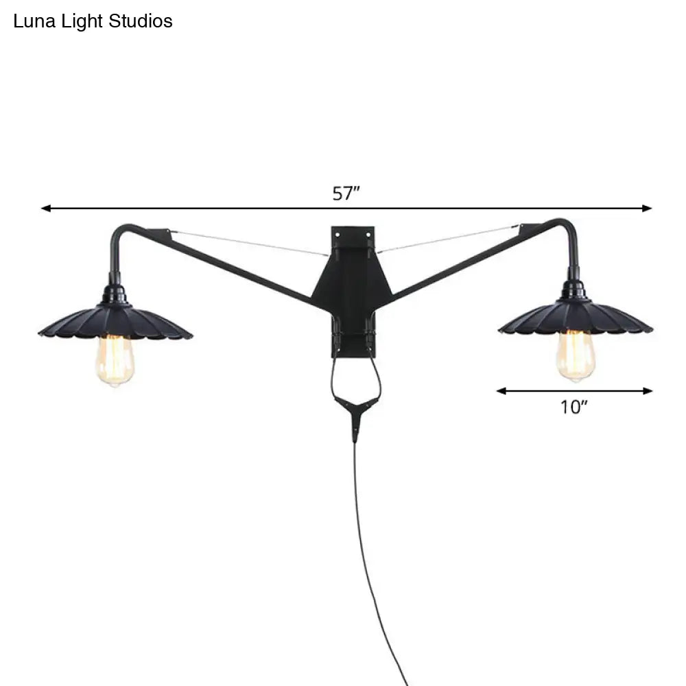 Industriële Wandlamp met Zwenkarm Metaal Zwart 1-2 Lichtpunten E26/E27 Verstelbaar Vintage Design Woonkamer | Sansoti