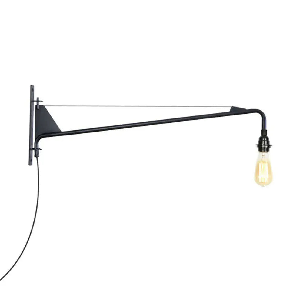 Industriële Wandlamp met Zwenkarm Metaal Zwart 1-2 Lichtpunten E26/E27 Verstelbaar Vintage Design Woonkamer | Sansoti