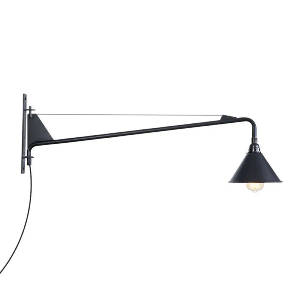 Industriële Wandlamp met Zwenkarm Metaal Zwart 1-2 Lichtpunten E26/E27 Verstelbaar Vintage Design Woonkamer | Sansoti