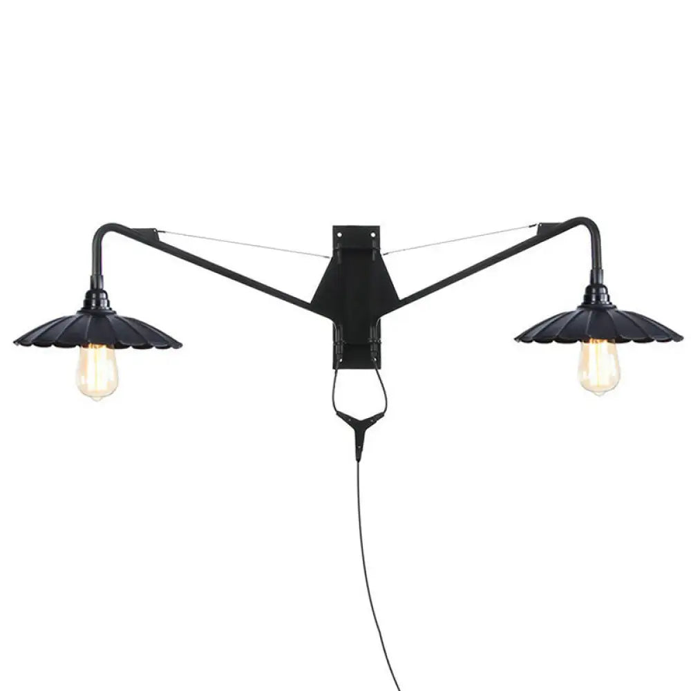 Industriële Wandlamp met Zwenkarm Metaal Zwart 1-2 Lichtpunten E26/E27 Verstelbaar Vintage Design Woonkamer | Sansoti