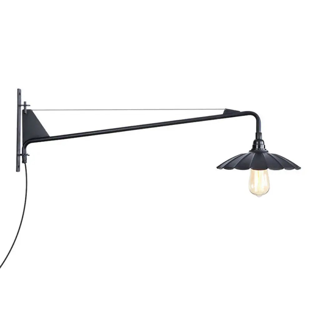 Industriële Wandlamp met Zwenkarm Metaal Zwart 1-2 Lichtpunten E26/E27 Verstelbaar Vintage Design Woonkamer | Sansoti