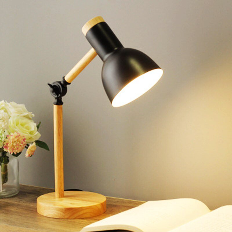 Houten LED Bureaulamp 45cm Verstelbaar Driekleurig Licht Warm Koud Wit Minimalistisch Design Werkkamer Leeslamp | Sansoti