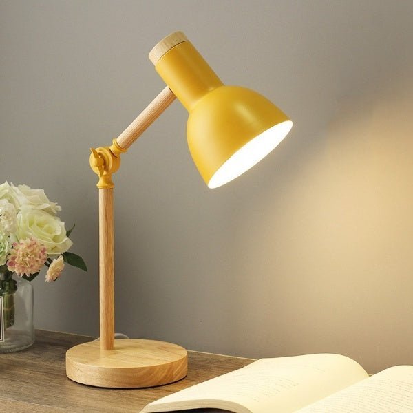 Houten LED Bureaulamp 45cm Verstelbaar Driekleurig Licht Warm Koud Wit Minimalistisch Design Werkkamer Leeslamp | Sansoti