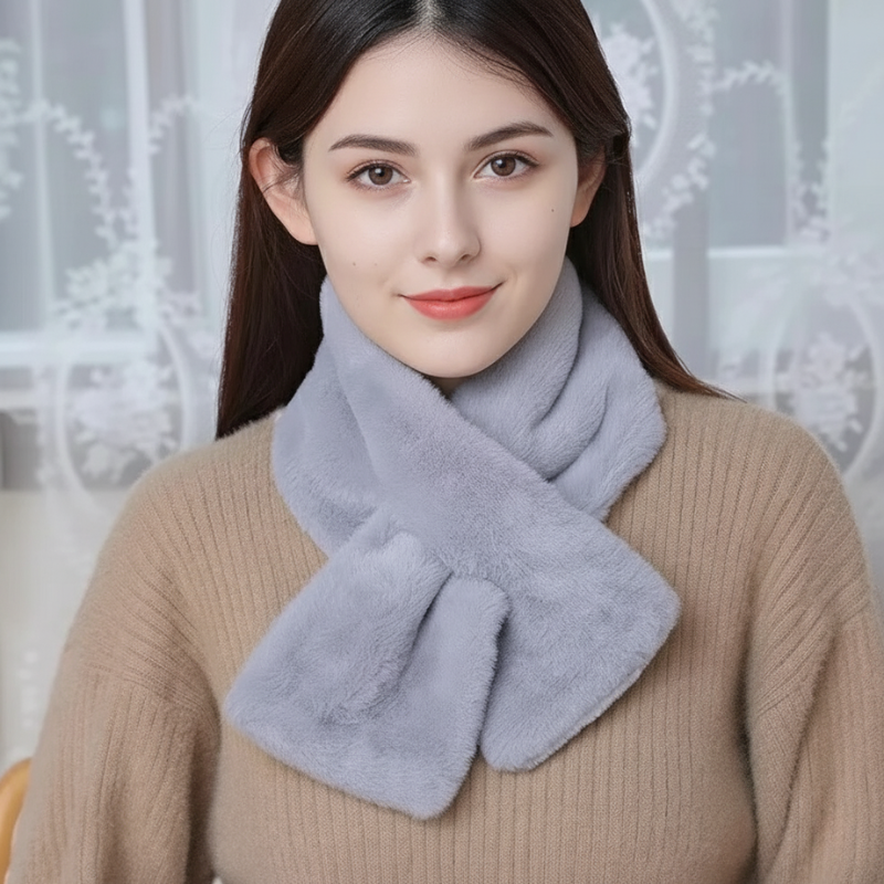 Faux Fur Neck Warmer Scarf with Loop, Soft Plush Winter Neck Accessory for Women, 6 Colors, Stylish | Sansoti