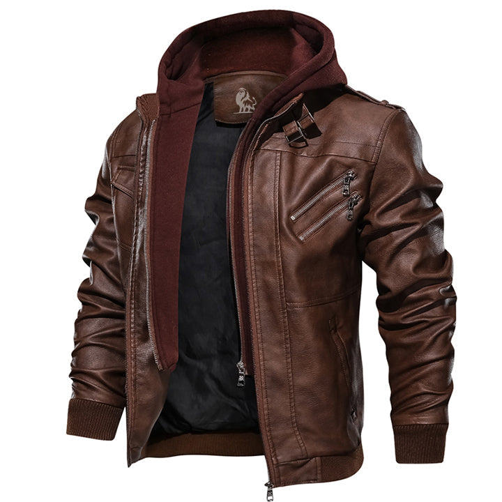 2-Piece Men's Jacket Set Black and Saddle Brown - Versatile Mid-Season Jackets for Everyday Use and Comfort | Sansoti
