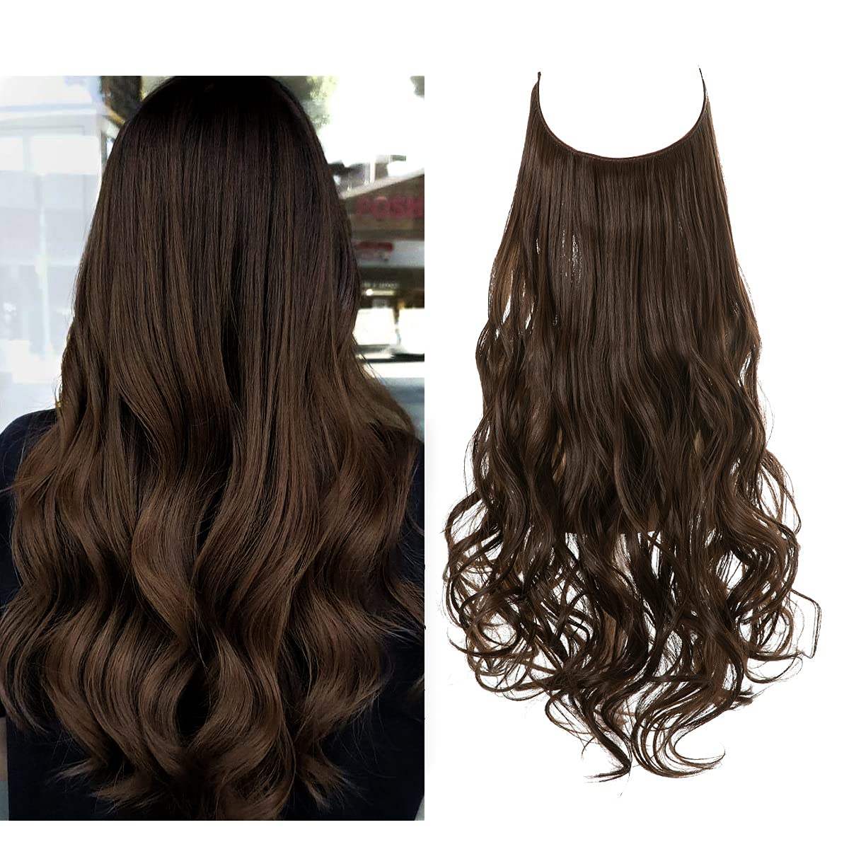 Onzichtbare Haarextensies Natuurlijk Volume Transparante Band Clip-vrij Verschillende Lengtes Salon Effect | Sansoti