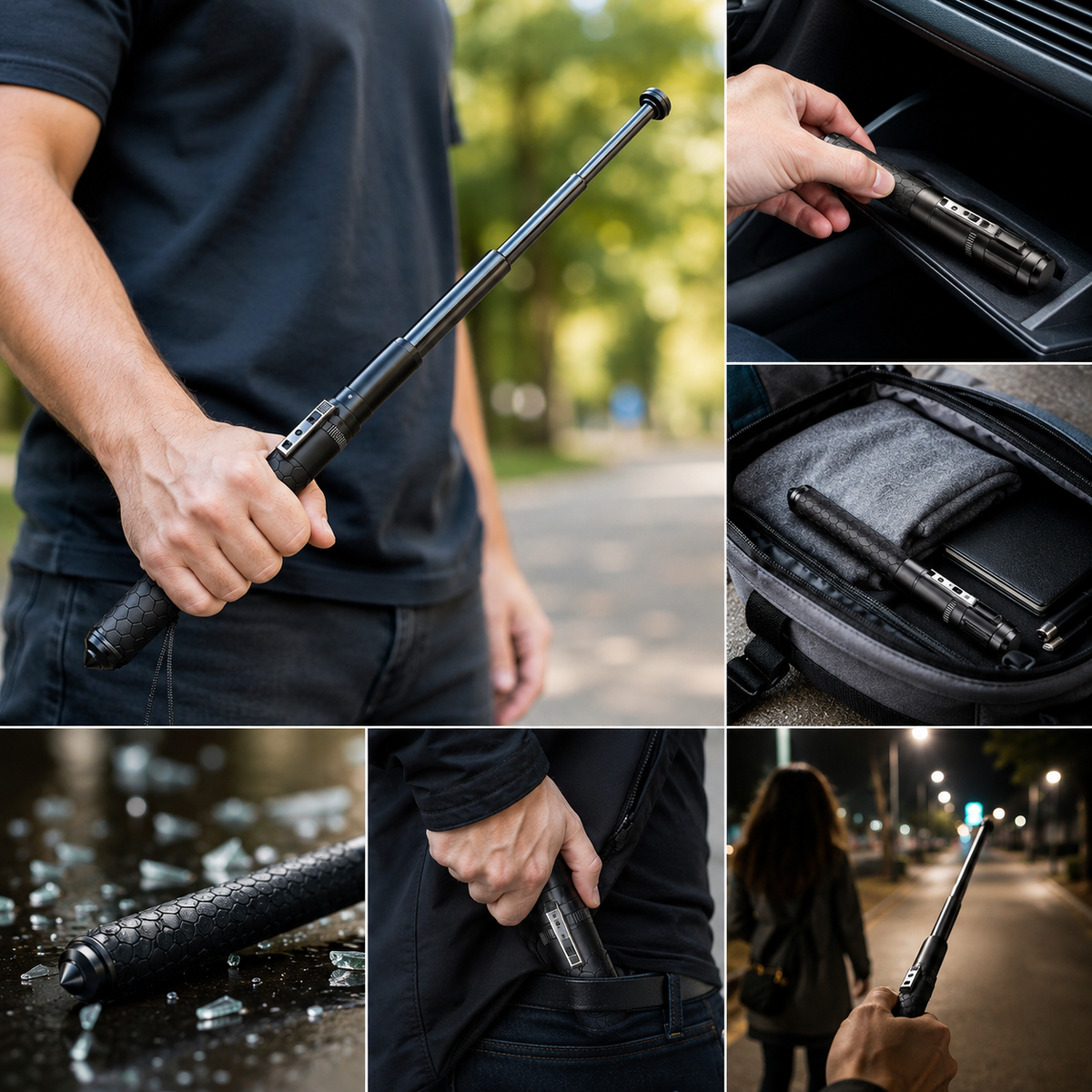 Telescopic Walking Stick with Automatic Extension Mechanism Adjustable Height Walking Outdoor Trekking | Sansoti