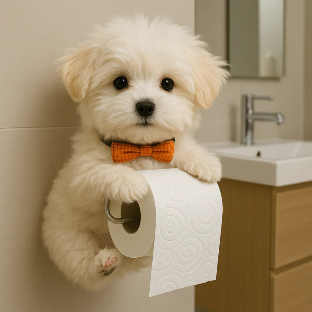 Support mural pour papier toilette en forme de chien, design décoratif en résine, pour salle de bains et toilettes, touche humoristique, durable, fixation murale, unique | Sansoti