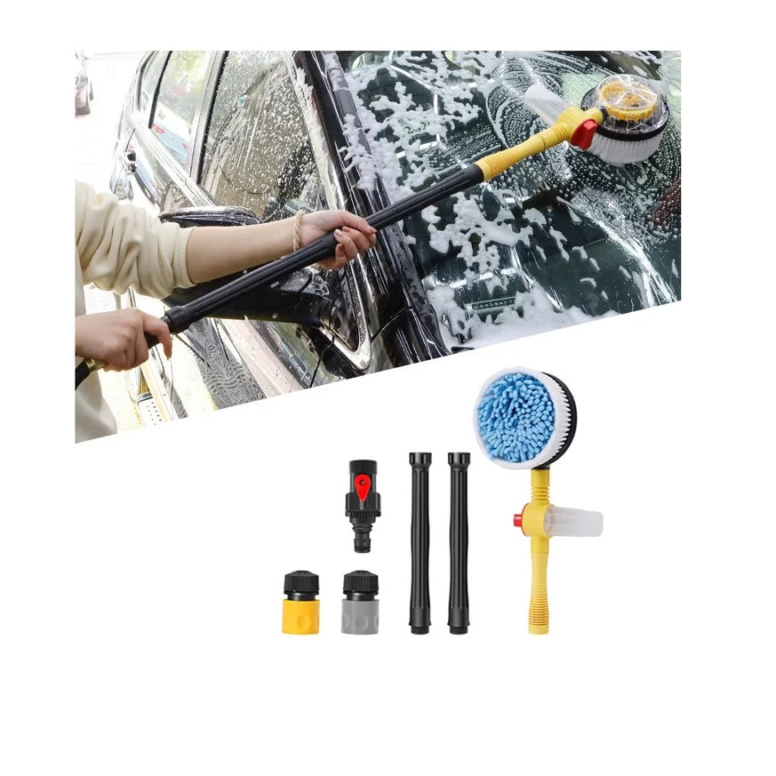 360° Roterende Autowasset met Telescopische Steel en Microfiber Washandschoen | Professionele Auto Schoonmaakborstel voor Buiten | Sansoti