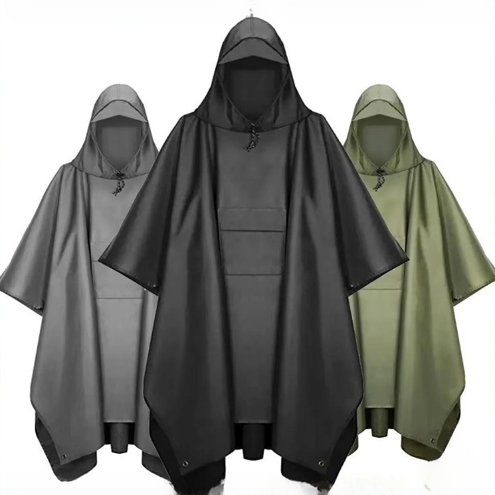 Waterdichte Regenponcho met Capuchon – 3-in-1 Outdoor Bescherming voor Wandelen Kamperen Tuin | Sansoti