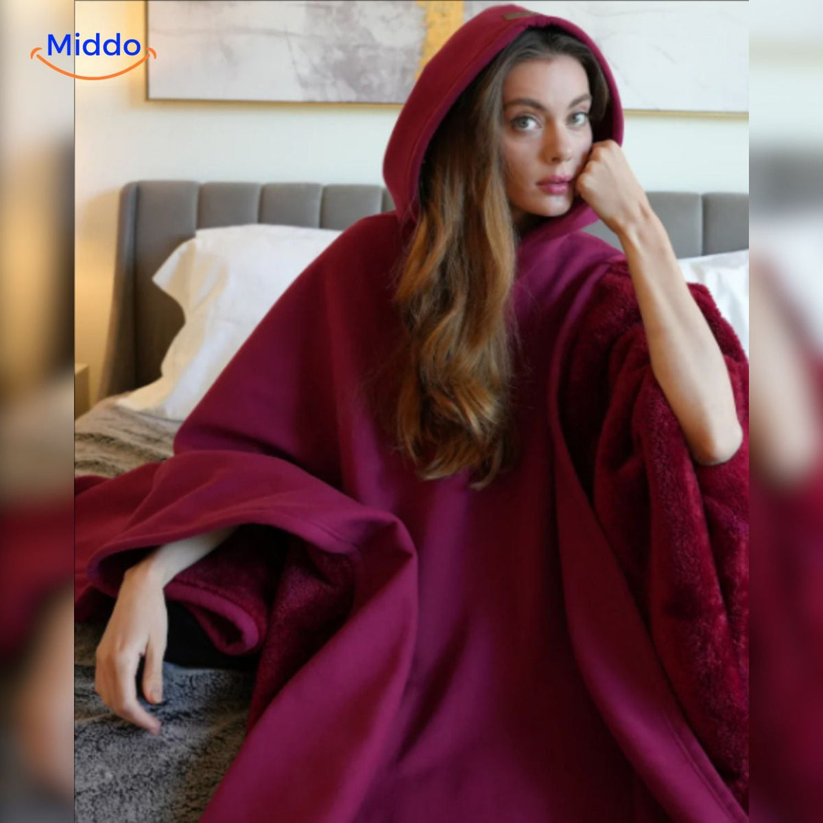 Oversized Cape met Capuchon Wolmix Zwart Paars Rood Groen Unisex Herfst Winter Warmte Comfortabel Stijlvol | Sansoti