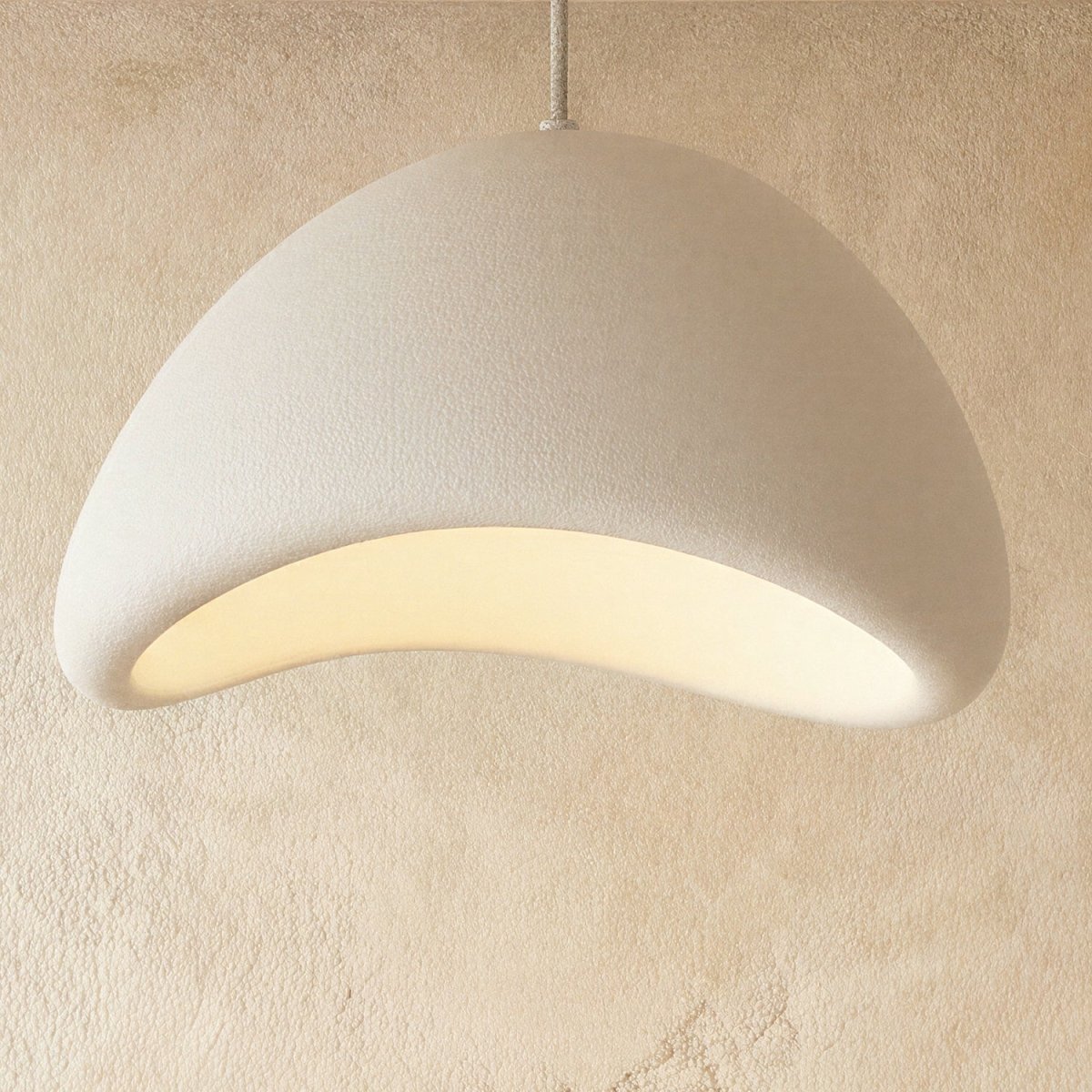 Japanse Minimalistische Hanglamp Met Organische Vorm En Zachte Sfeerverlichting | Sansoti