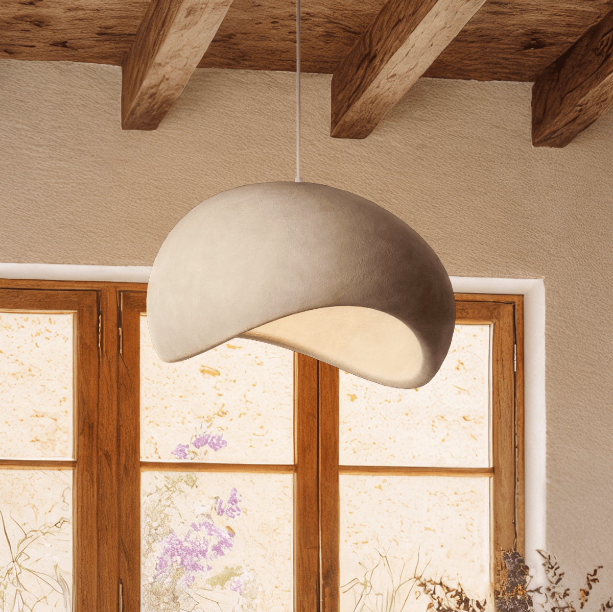 Japanse Minimalistische Hanglamp Met Organische Vorm En Zachte Sfeerverlichting | Sansoti