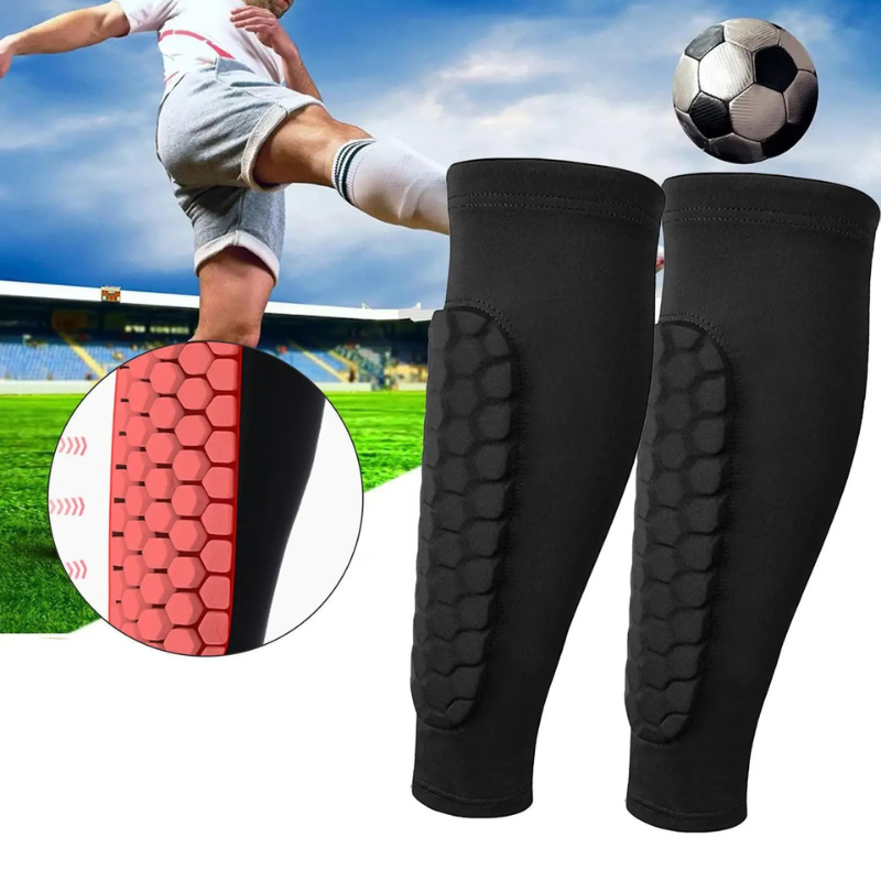 Scheenbeschermers met Honingraatstructuur voor Voetbal en Sport Zwart M-XL 1 Paar Ademend Comfortabel | Sansoti