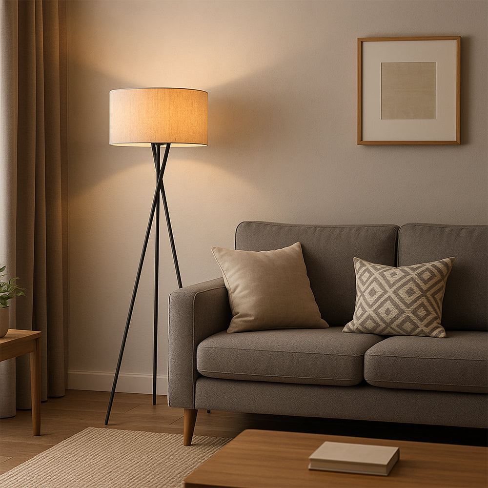 Lampa podłogowa z jedwabnym abażurem, 160 cm, ciepła biel 3000K, do salonu, sypialni i kącika do czytania, skandynawski design, nastrojowe oświetlenie | Sansoti