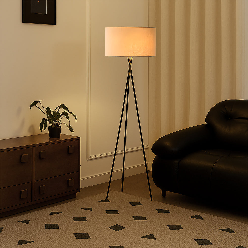 Lampa podłogowa z jedwabnym abażurem, 160 cm, ciepła biel 3000K, do salonu, sypialni i kącika do czytania, skandynawski design, nastrojowe oświetlenie | Sansoti