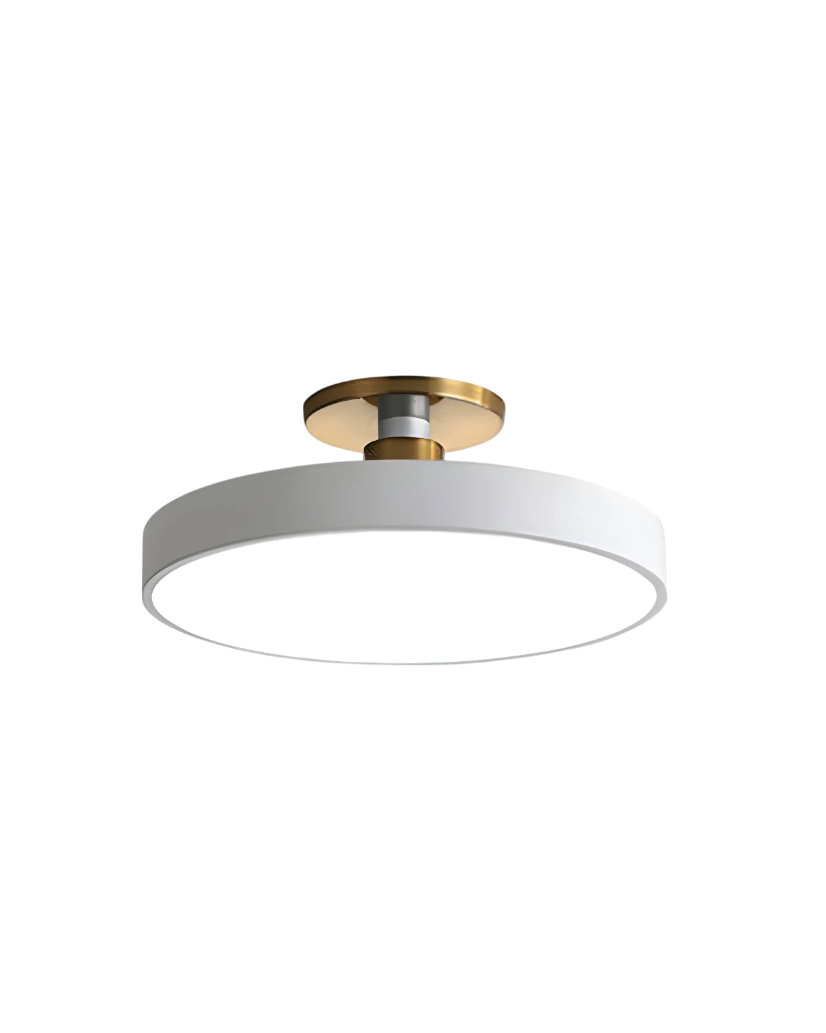 Moderne runde Deckenleuchte mit Gold-Detail und Acryl-Diffusor – minimalistische Semi Flush Design-Beleuchtung für Wohnzimmer und Schlafzimmer | Restfield