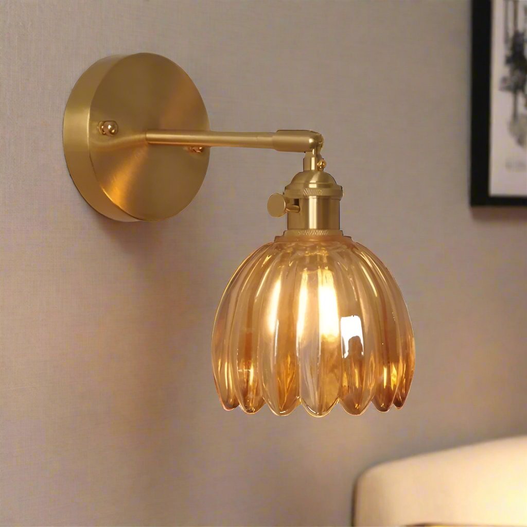 Wandlampe Tulpe Retro Glas Blumen Design Metall Vintage Stimmungsbeleuchtung | Restfield