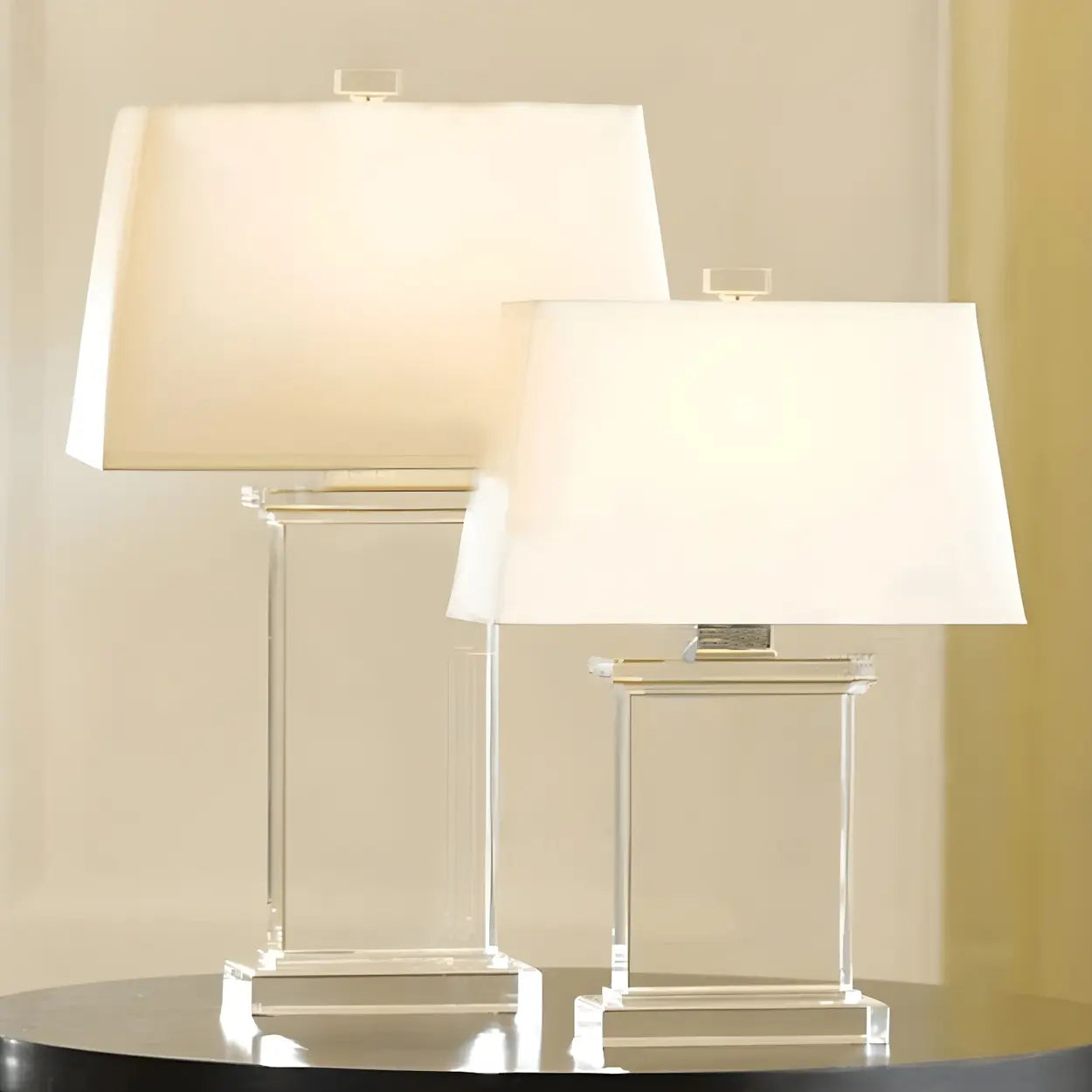 Tafellamp Kristal Rechthoekig Wit Met Stoffen Kap 22 Inch Modern Design | Sansoti