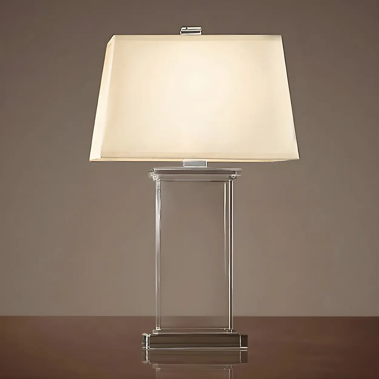 Tafellamp Kristal Rechthoekig Wit Met Stoffen Kap 22 Inch Modern Design | Sansoti