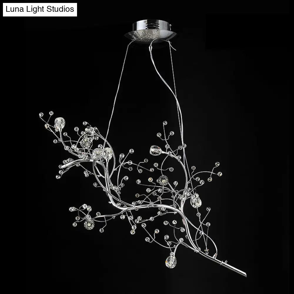 Metallic Kroonluchter met Kristallen Takken – 10 Lichtpunten – Romantische Hanglamp voor Woonkamer, Eetkamer en Slaapkamer | Sansoti