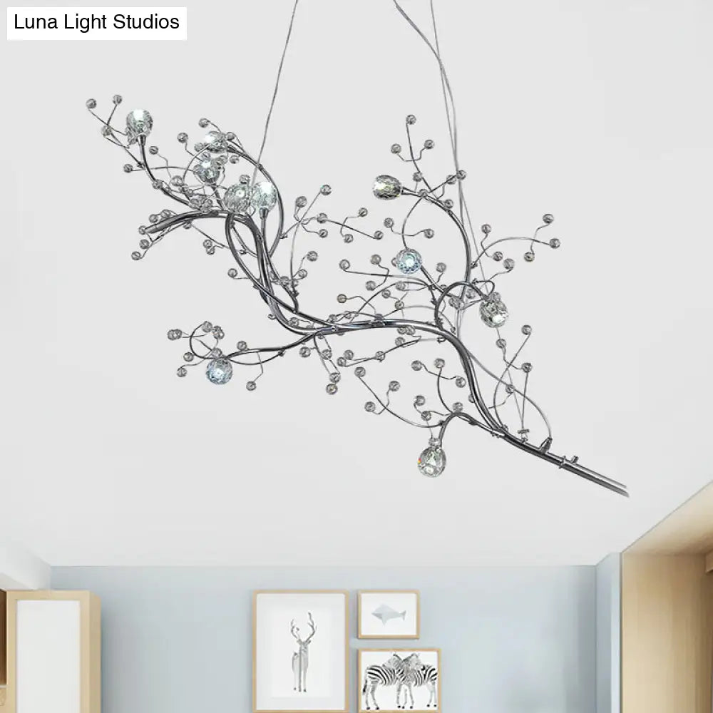 Metallic Kroonluchter met Kristallen Takken – 10 Lichtpunten – Romantische Hanglamp voor Woonkamer, Eetkamer en Slaapkamer | Sansoti
