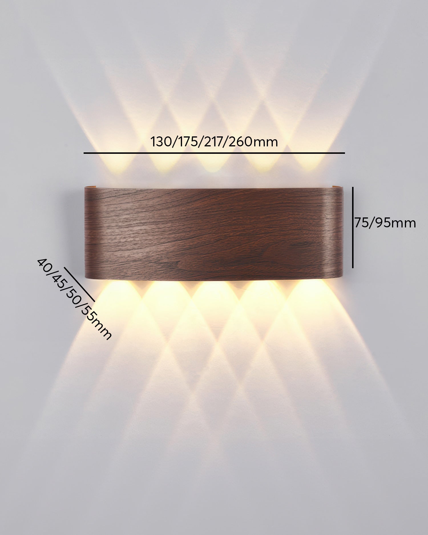 Wandlamp LED houtlook 10W warm wit 3000K binnen buiten IP65 wandverlichting modern design | Sansoti