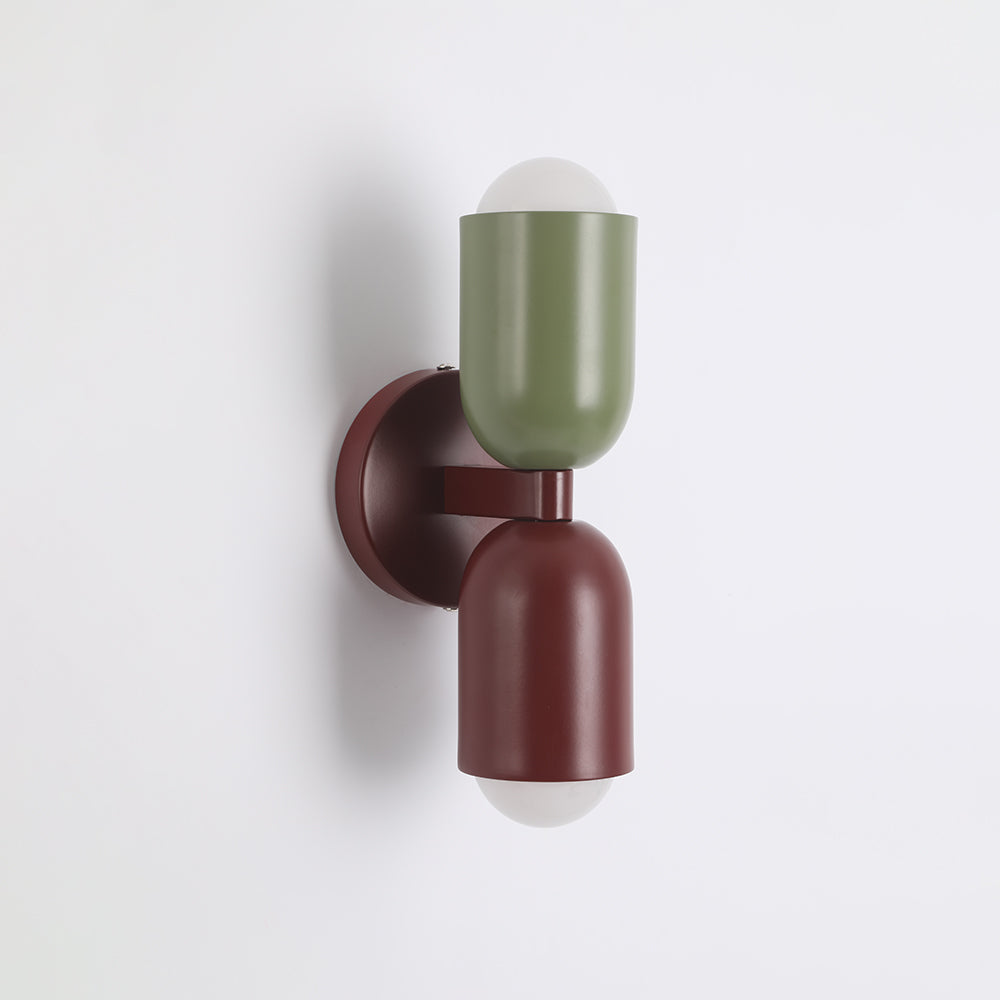Moderne Metall-Wandleuchte LED Duo mit farbenfrohem pulverbeschichtetem Design für Schlafzimmer und stimmungsvolles Wohnzimmer | Sansoti