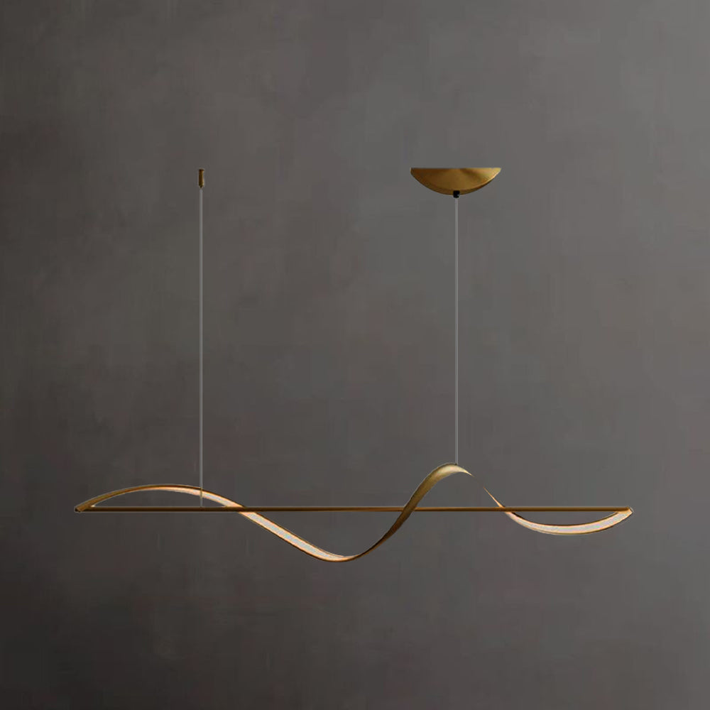 Hanglamp Metaal Golfvorm Minimalistische Design Galerij Messing Zwart LED Dimbaar Woonkamer Slaapkamer Eetkamer | Sansoti