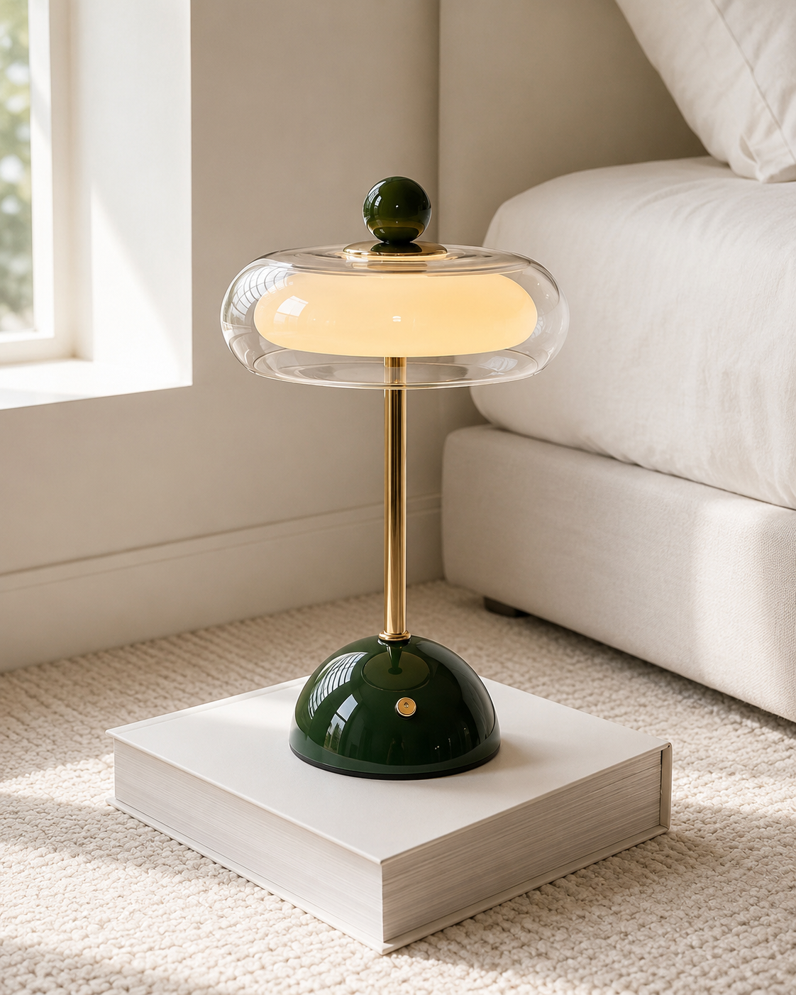Rechargeable Glass Table Lamp with Dimming Function – Retro Design in 6 Colors – USB-C – 3 Color Temperatures | Sansoti