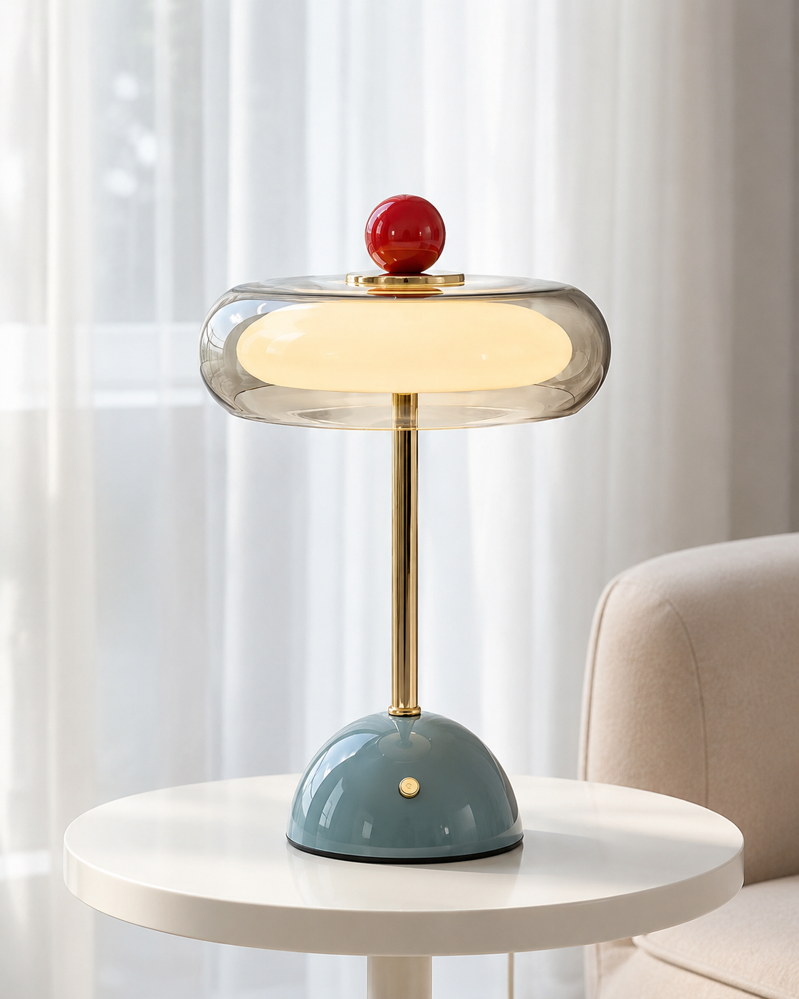 Rechargeable Glass Table Lamp with Dimming Function – Retro Design in 6 Colors – USB-C – 3 Color Temperatures | Sansoti