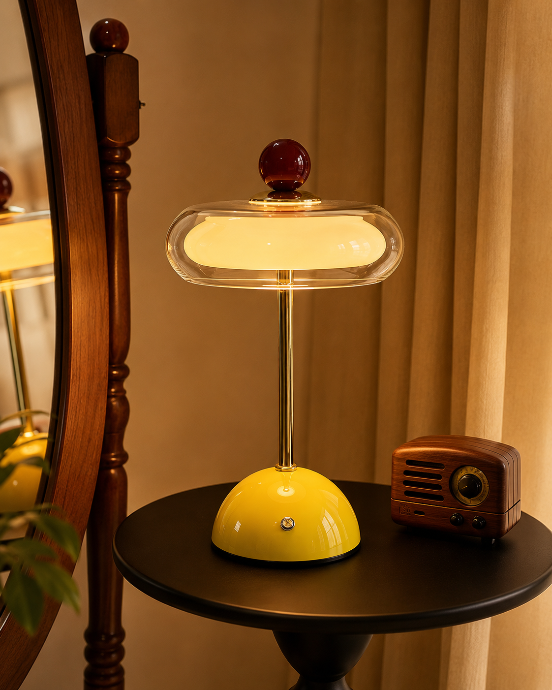 Rechargeable Glass Table Lamp with Dimming Function – Retro Design in 6 Colors – USB-C – 3 Color Temperatures | Sansoti