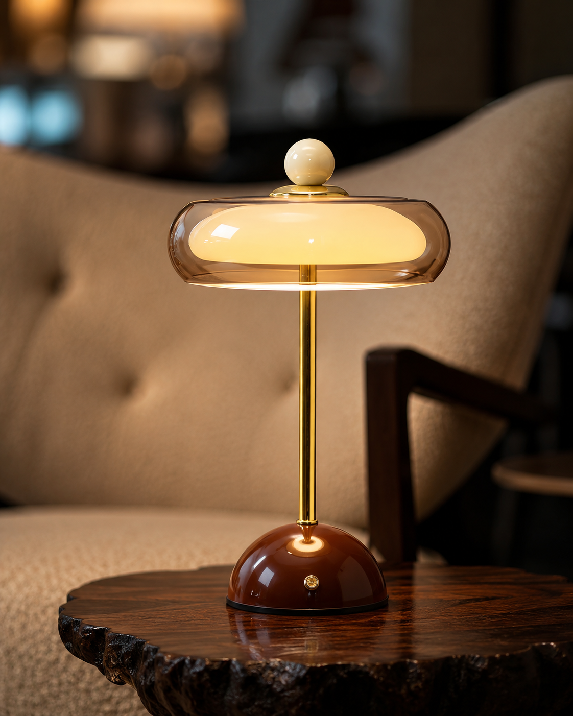 Rechargeable Glass Table Lamp with Dimming Function – Retro Design in 6 Colors – USB-C – 3 Color Temperatures | Sansoti