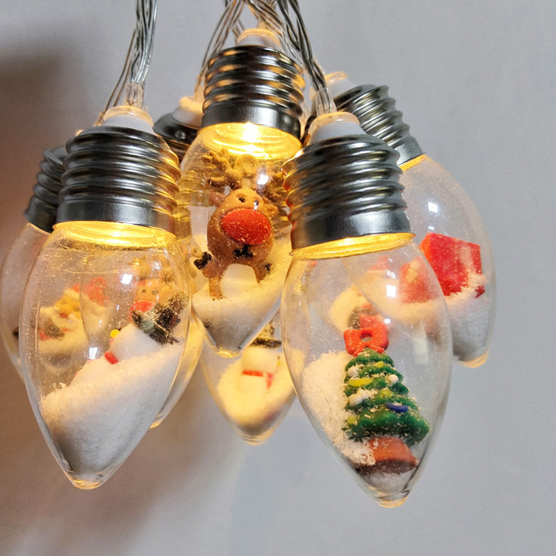 LED-Lichterkette mit Weihnachtsfiguren 10 Lämpchen USB-Anschluss Festbeleuchtung Stimmungsvolle dekorative Lichter für Innenräume | Sansoti