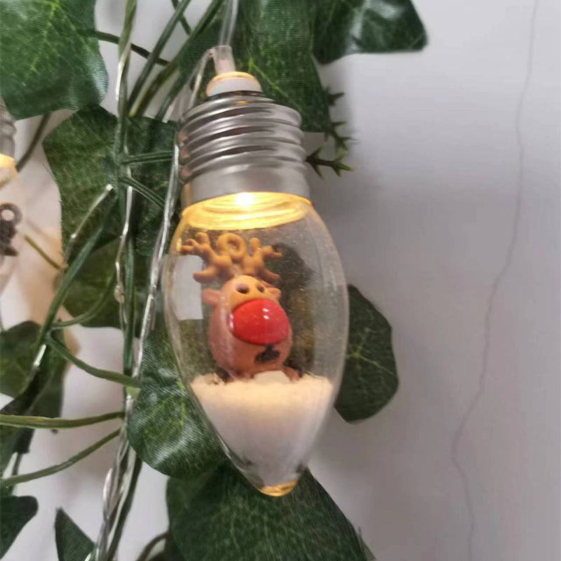 LED-Lichterkette mit Weihnachtsfiguren 10 Lämpchen USB-Anschluss Festbeleuchtung Stimmungsvolle dekorative Lichter für Innenräume | Sansoti