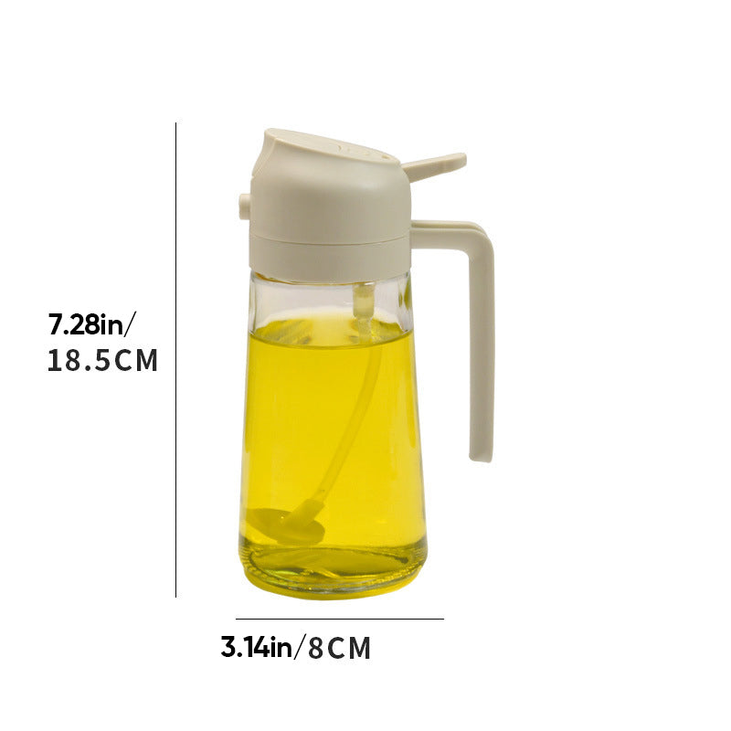 Vaporisateur et distributeur d’huile en verre 2-en-1, flacon à pompe et spray pour vinaigre et sauce soja, dosage en cuisine, huile 470ml | Sansoti