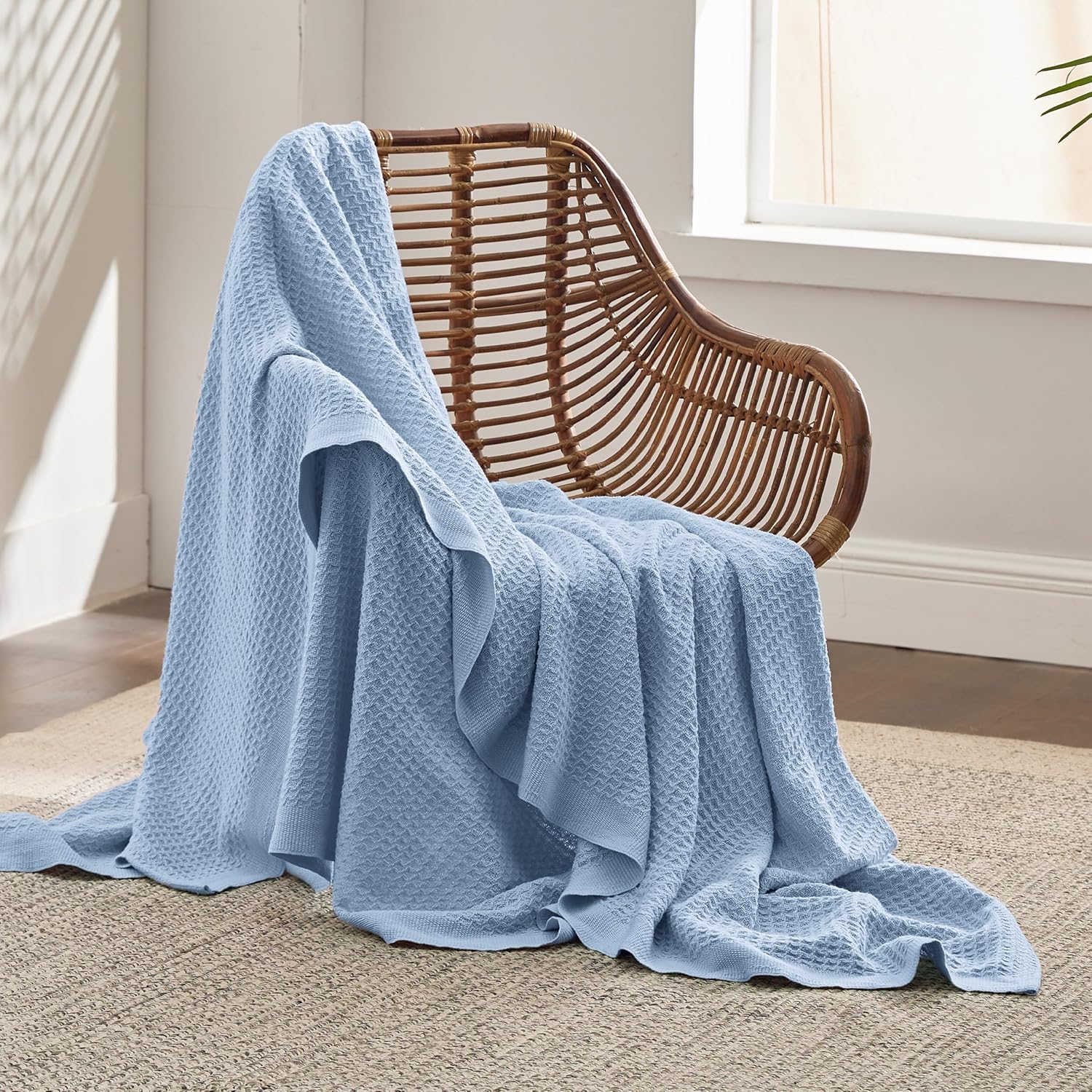 Lichtgewicht Katoenen Wafelplaid Tweepersoonsbed Zacht Ademend Deken Scandinavisch Design 90x90 cm Woonkamer | Sansoti