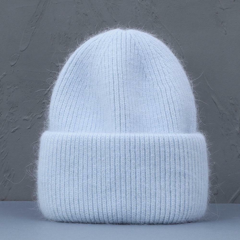 Geribbelde Gebreide Muts voor Dames Warmwit Roze Zwart Lichtblauw Rood Winter Hoofddeksel Warm Beanie | Sansoti