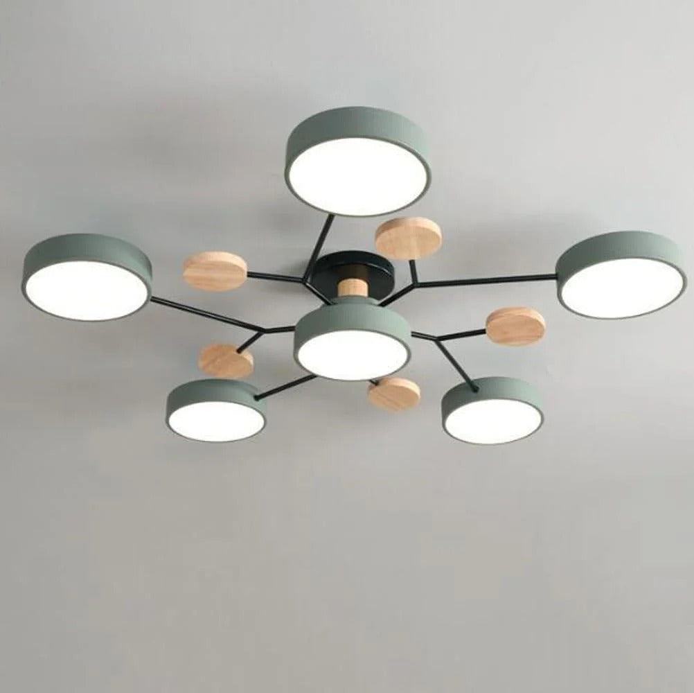 LED Ceiling Light Circular Semi-Flush Iron Acrylic Modern Dimmable Lighting Living Room Bedroom Ceiling | Sansoti
