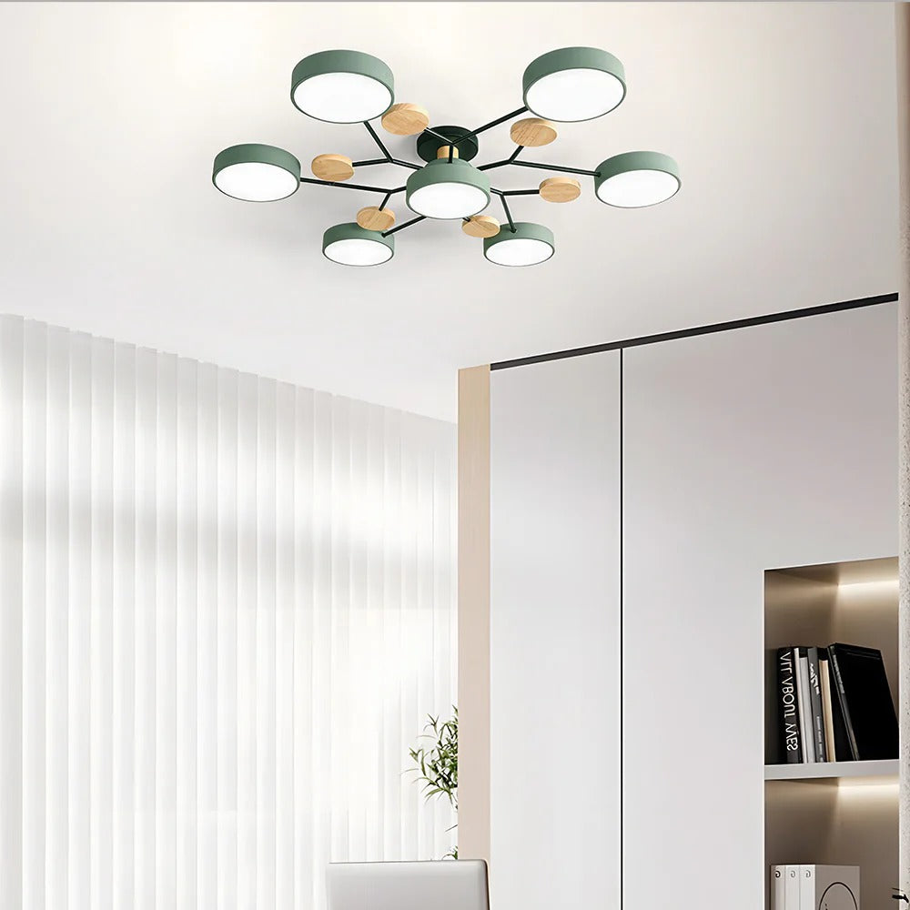 LED Ceiling Light Circular Semi-Flush Iron Acrylic Modern Dimmable Lighting Living Room Bedroom Ceiling | Sansoti