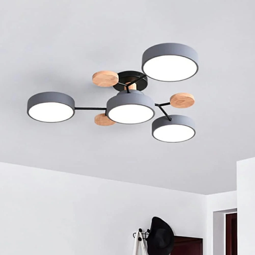 LED Ceiling Light Circular Semi-Flush Iron Acrylic Modern Dimmable Lighting Living Room Bedroom Ceiling | Sansoti