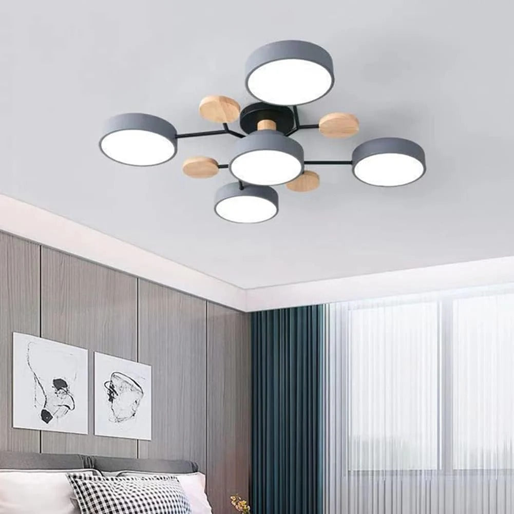 LED Ceiling Light Circular Semi-Flush Iron Acrylic Modern Dimmable Lighting Living Room Bedroom Ceiling | Sansoti