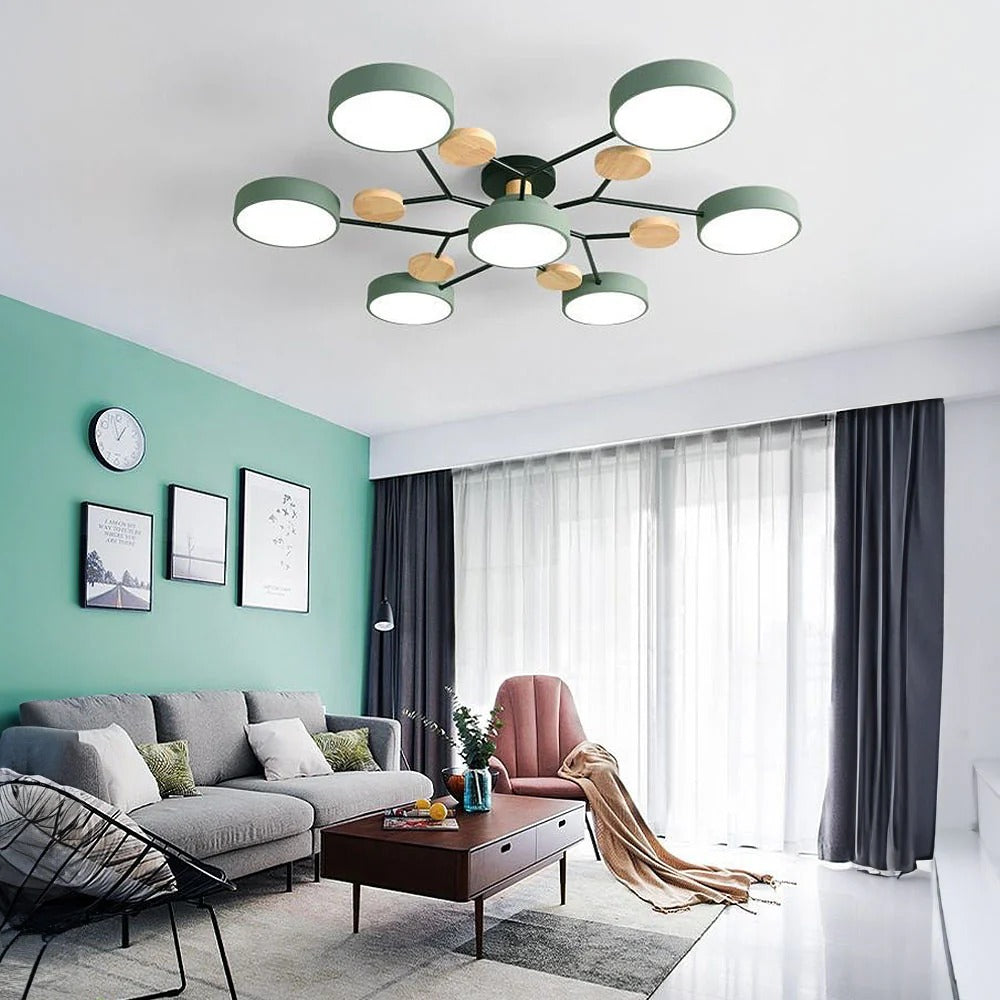 LED Ceiling Light Circular Semi-Flush Iron Acrylic Modern Dimmable Lighting Living Room Bedroom Ceiling | Sansoti
