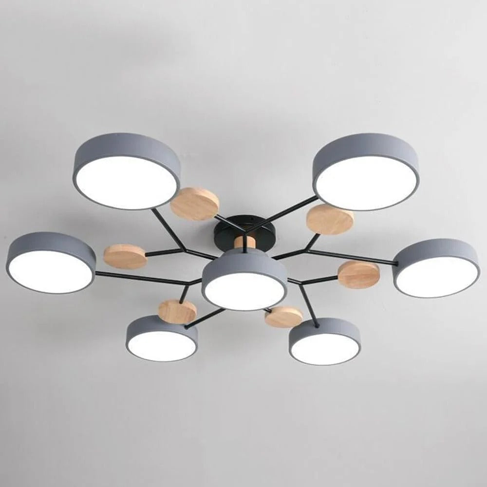 LED Ceiling Light Circular Semi-Flush Iron Acrylic Modern Dimmable Lighting Living Room Bedroom Ceiling | Sansoti