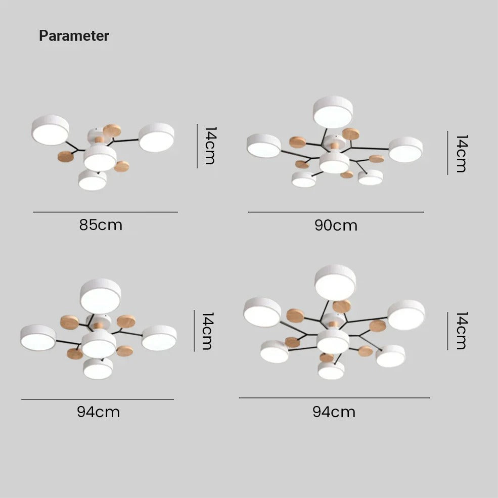 LED Ceiling Light Circular Semi-Flush Iron Acrylic Modern Dimmable Lighting Living Room Bedroom Ceiling | Sansoti