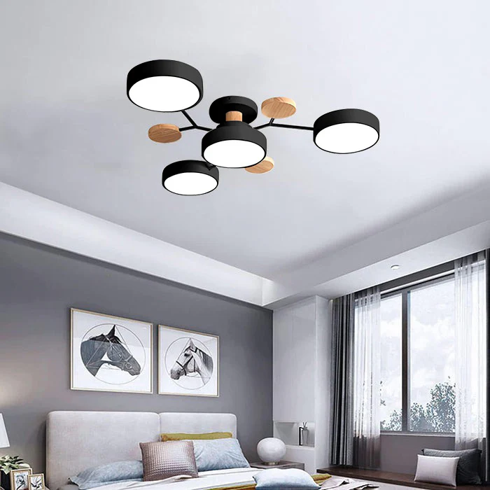 LED Ceiling Light Circular Semi-Flush Iron Acrylic Modern Dimmable Lighting Living Room Bedroom Ceiling | Sansoti