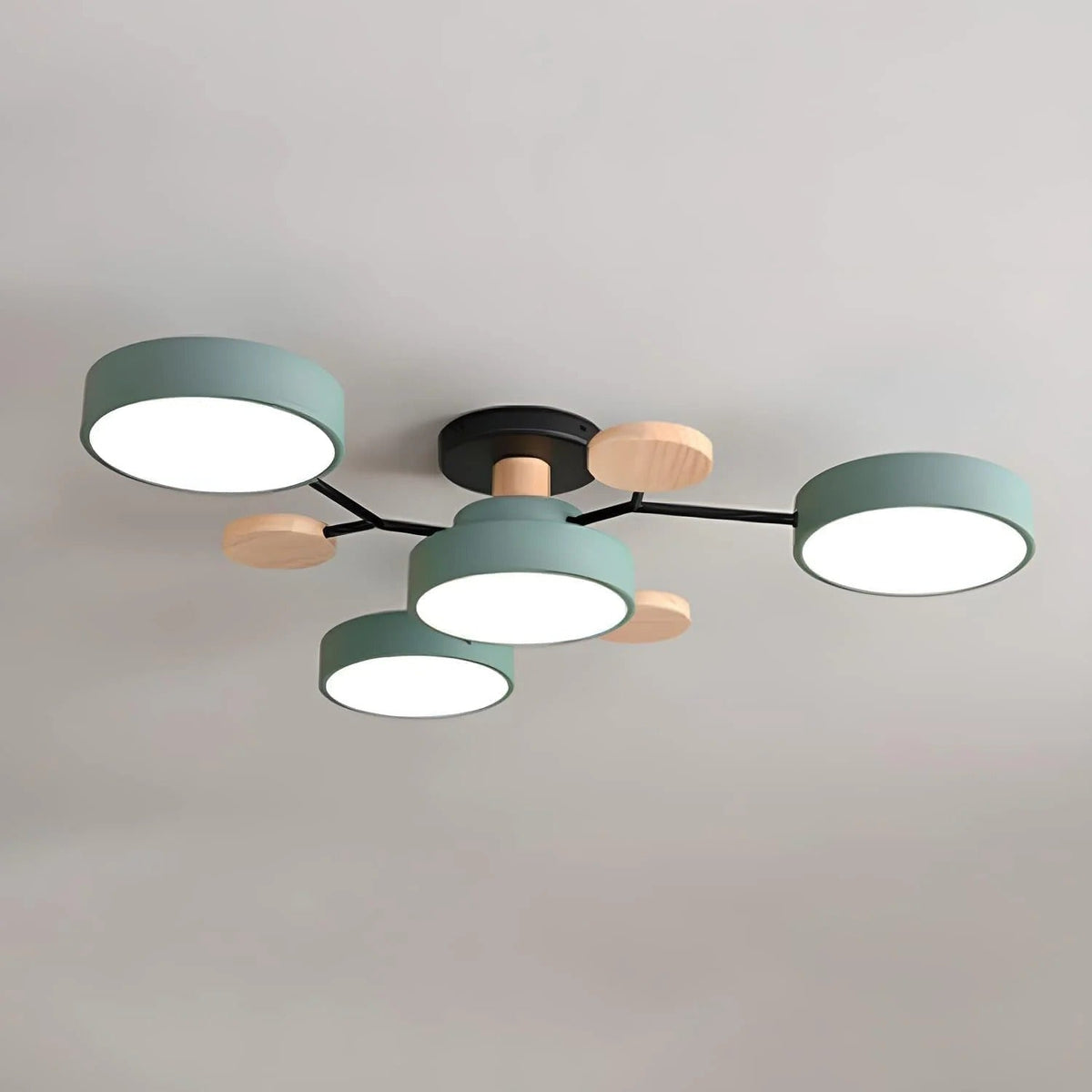 LED Ceiling Light Circular Semi-Flush Iron Acrylic Modern Dimmable Lighting Living Room Bedroom Ceiling | Sansoti